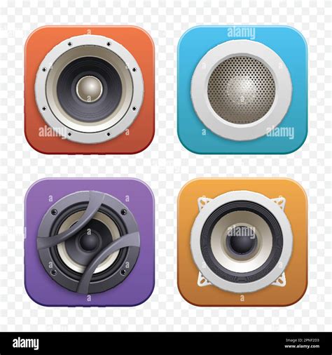 Isometric Sound Audio Music Speakers Icon Set Four Different Speakers