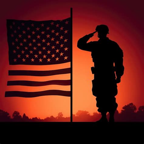 Premium Ai Image A Silhouette Of A Soldier Saluting The Flag