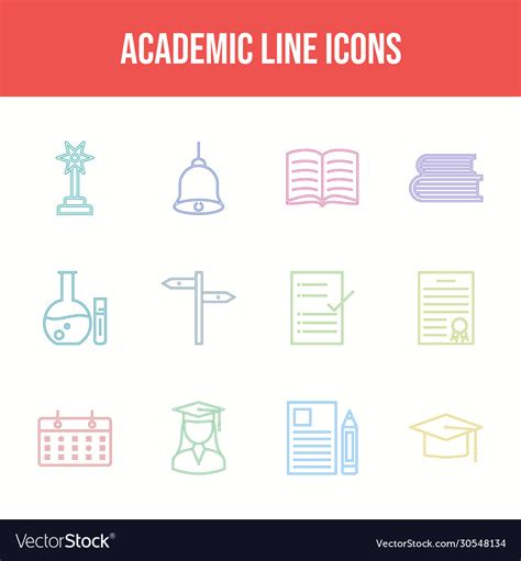 Beautiful academic icon set Royalty Free Vector Image