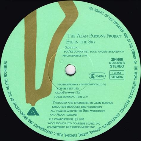 Eye In The Sky By The Alan Parsons Project Lp With Longplay Ref