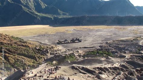 Pura Luhur Poten Hindu Temple View From Bromo Volcano Stock