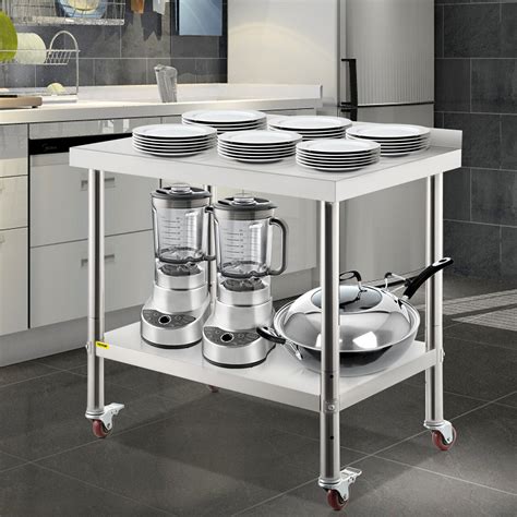 Vevor Stainless Steel Work Prep Table Kitchen Work Table 24x15in W 4 Casters Ebay