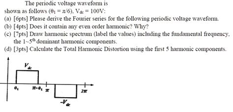 SOLVED The Periodic Voltage Waveform Is Shown As Follows 01 T 6