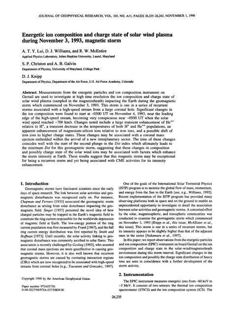 (PDF) Energetic ion composition and charge state of solar wind plasma ...