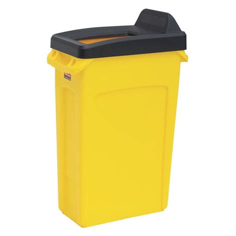 Rubbermaid Slim Jim Gal Yellow Plastic Trash Receptacle L X