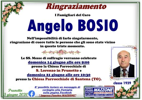 Ringraziamento Angelo Bosio Il Vostro Giornale Necrologie Ivg It