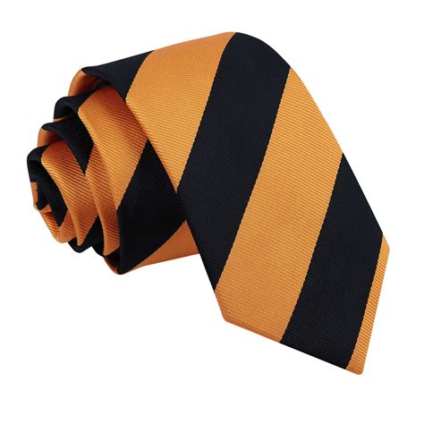 Men S Striped Orange Black Slim Tie