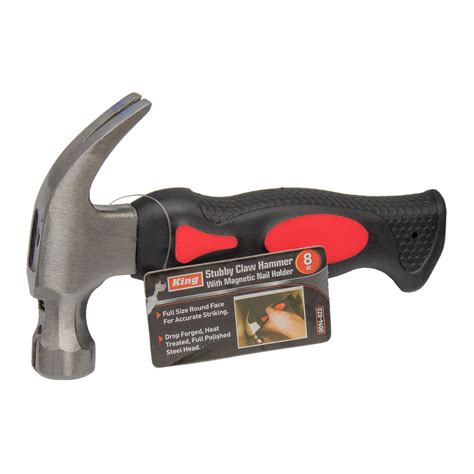 KING 8 Oz Stubby Claw Hammer W Fiberglass Handle And Magnetic Nail