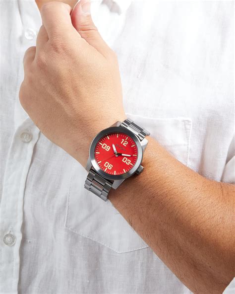 Shop Nixon Corporal Ss Watch In Red Gunmetal Fast Shipping Easy