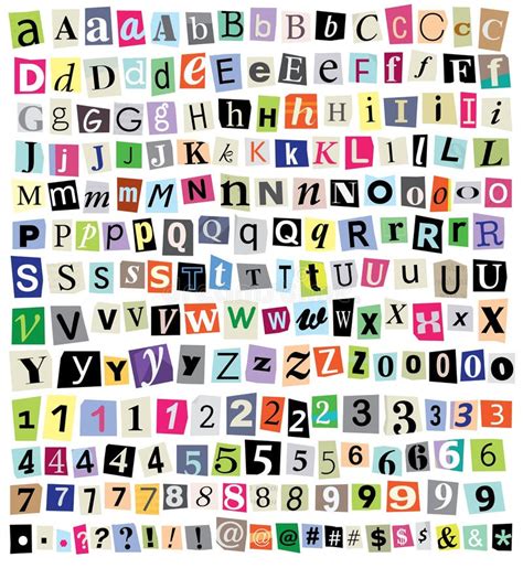 Vector Ransom Note 1 Cut Paper Letters Numbers Symbols Stock Vector