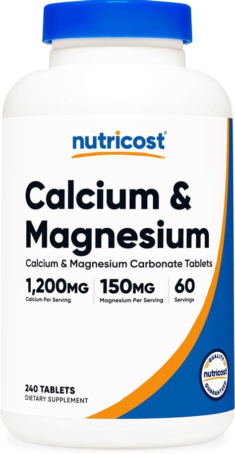 Nutricost Calcium And Magnesium Carbonate 240 Tablets 1200mg Of Ca And 150mg Of Mg Per