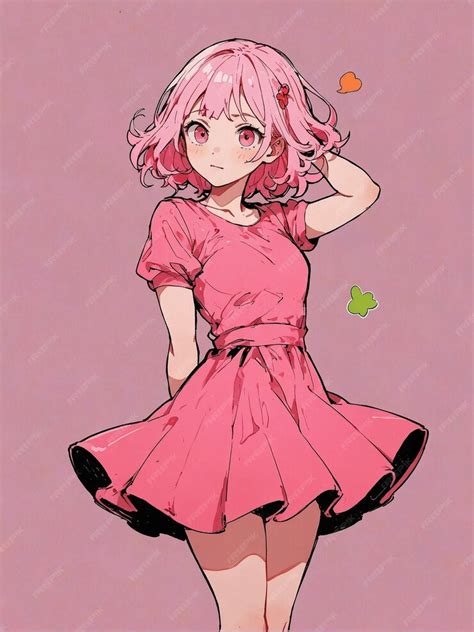 Premium Photo Cute Anime Girl In Pink Dress Fashion Illustration