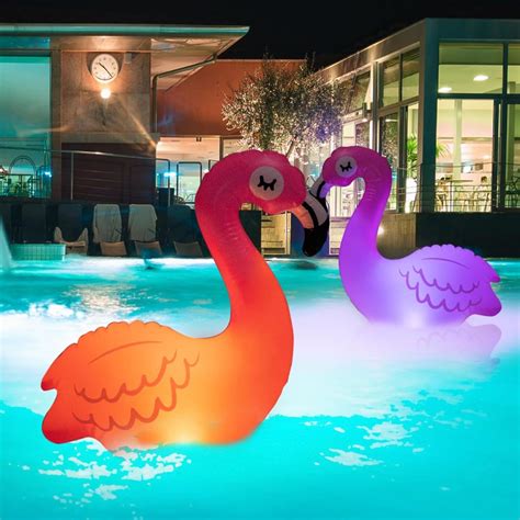 Glow Mingo Twins Solar Flamingo Floating Pool Lights Tially Light