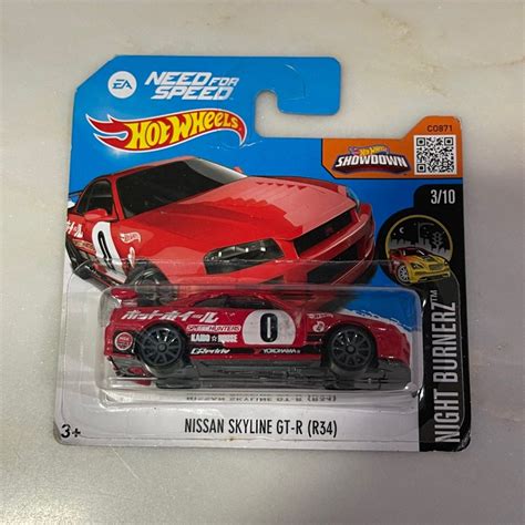 Hot Wheels 35 Each Nissan Gtr Night Burnerz R34 Short Card 55 Chevy Gasser Nissan Skyline