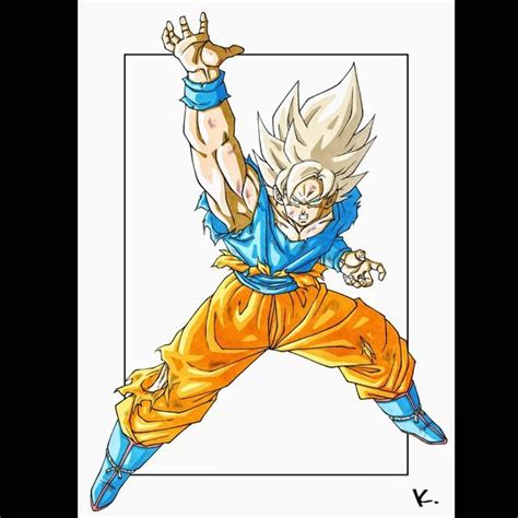 A Drawing Of Gohan From The Dragon Ball Game With His Arms In The Air