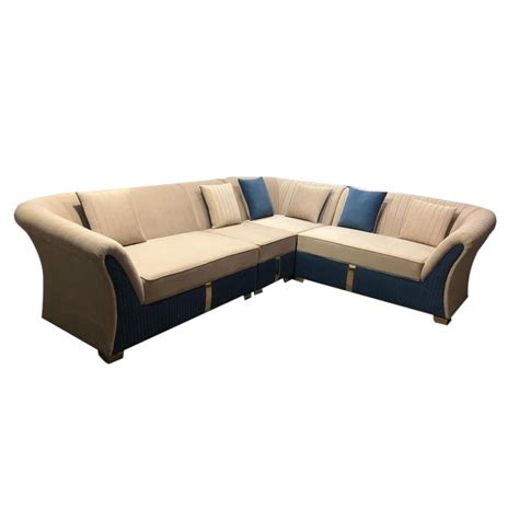 Wooden Velvet Seater L Shape Sofa Without Lounger At Rs Piece