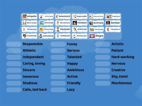 Los Adjetivos De Personalidad Match Up