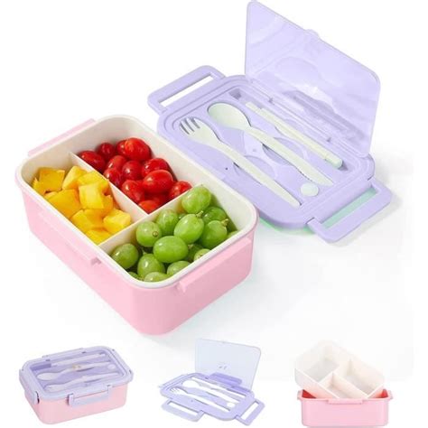 Aiuuee Lunch Box Ml Boite Repas Avec Compartiments Et Couverts