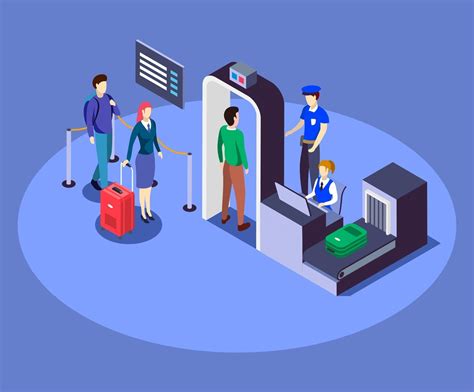 Airport Security Checkpoint Isometric Color Vector Illustration 3129079