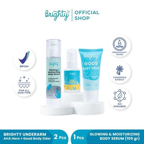 Jual Brighty Good Body Odor X Aha Hero Exfoliating Liquid X Body Serum