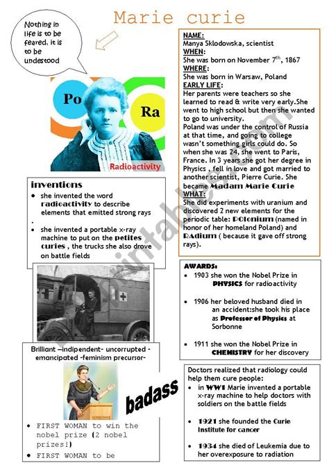 Marie Curie Worksheet For Kindergarten