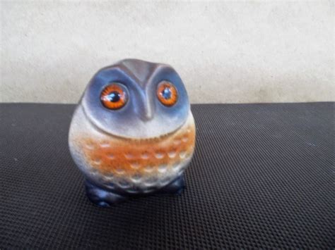 Vintage Ceramic Owl Figurine With Orange Eyes Etsy Ceramic Owl