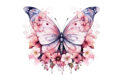 Pink Butterfly With Flowers Sublimation Graphic By Sayedhasansaif