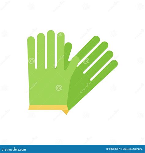 Simple Vector Icon Of Garden Gloves Green Color Stock Vector