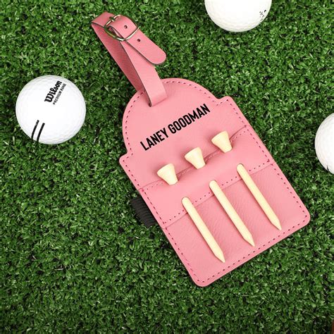 Personalised Leather Golf Tee Holder Golf Bag Tee Holder Clip Mens