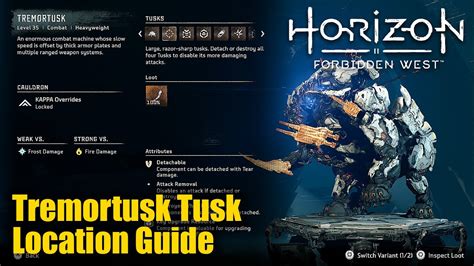 Horizon Forbidden West Tremortusk Tusk Resources Legendary Location