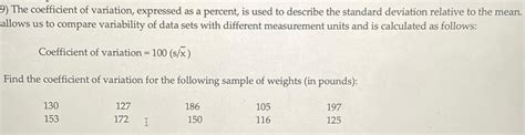 Answered 9 The Coefficient Of Variation Expressed As A Percent Is Kunduz