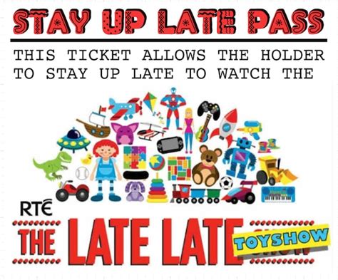 Stay Up Late Toy Show Passes 8 Pack 55 X 35 Inches Etsy Ireland