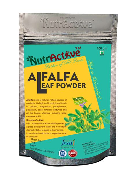 NutrActive Alfalfa Grass Powder 100gm Premium Quality High In