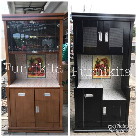 Jual Lemari Makan Rak Piring Bupet Kayu 2 Pintu Minimalis Indonesia