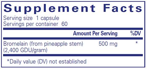 Bromelain 2400 500mg 60 Vcaps By Pure Encapsulations IPM Supplements