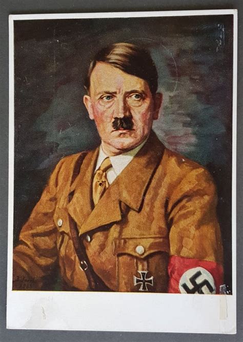 Third Reich Original Coloured Artist Postcard Fuhrer Adolf Hitler 1933