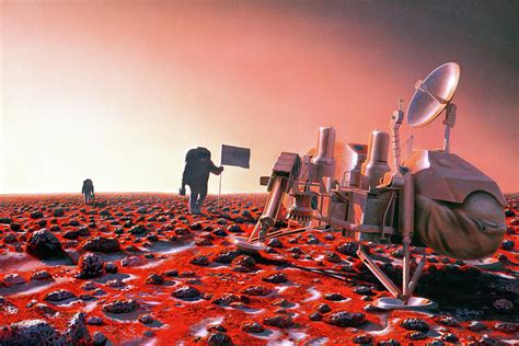 Artist Concept The First Humans On Mars Visit The Viking 2 Lander Site