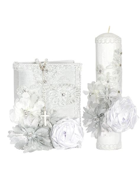 Elia Style First Communion Kit: Decorated Bible, Candle and Rosary