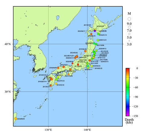 気象庁 日本付近で発生した主な被害地震（平成8年以降）