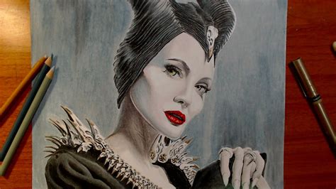 Dibujando A Maléfica Angelina Jolie How To Draw Maleficent Bladi Art Youtube