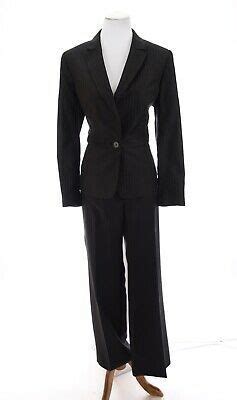 Kasper Womens Pinstripe Peplum Pant Suit 2pc Set Blazer In 2020