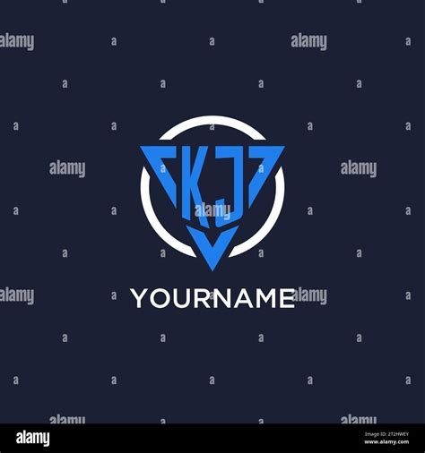 Kj Monogram Logo With Triangle Shape And Circle Design Vector Stock