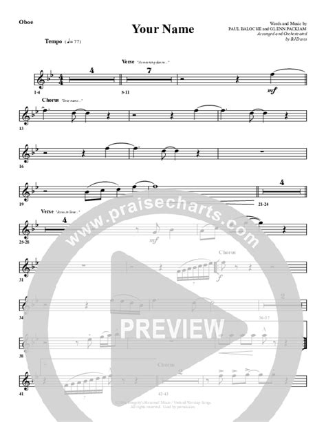 Your Name Oboe Sheet Music PDF G3 Worship PraiseCharts