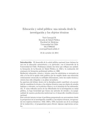 Educación y salud pública una mirada desde la investigación y los