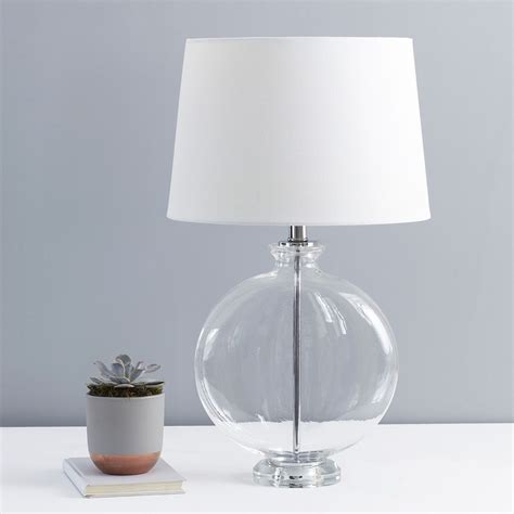 Slim Round Glass Table Lamp With White Shade Primrose And Plum Round Glass Table Clear Glass