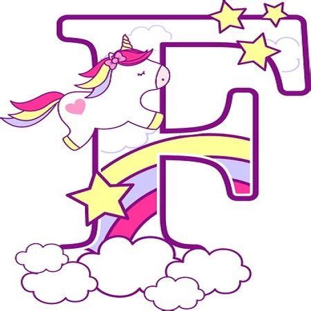 The Letter F Is For Unicorn With A Rainbow And Stars