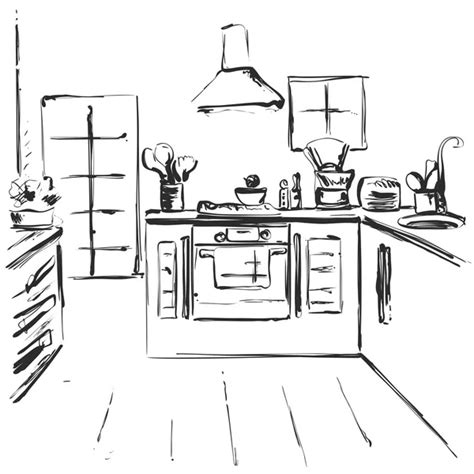 Boceto Vectorial De Cocina Interior Vector De Stock Yuliia25