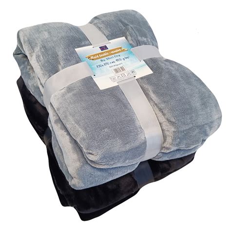 Pack Promo Plaids Polaire Imitation Mouton Gris Clair Et Noir Leroy