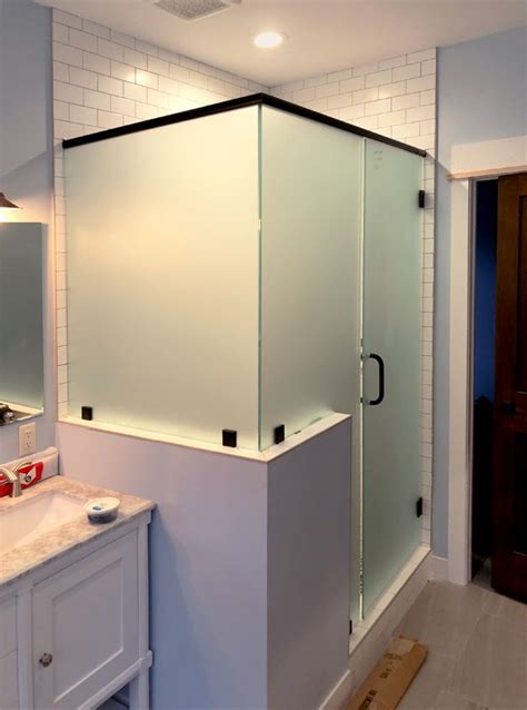 Frosted Heavy Glass Shower Enclosure Adds Some Privacy Bathroom Shower Doors Frosted Shower