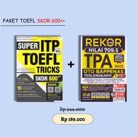 Jual BUKU TES TOEFL PAKET TOEFL SKOR 600 REKOR NILAI 709 5 TPA